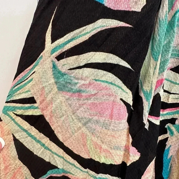 Torrid Maxi Midi Rayon Tiered Dress Tropical Floral Leaf Pastel Size Medium 00 - Picture 8 of 13